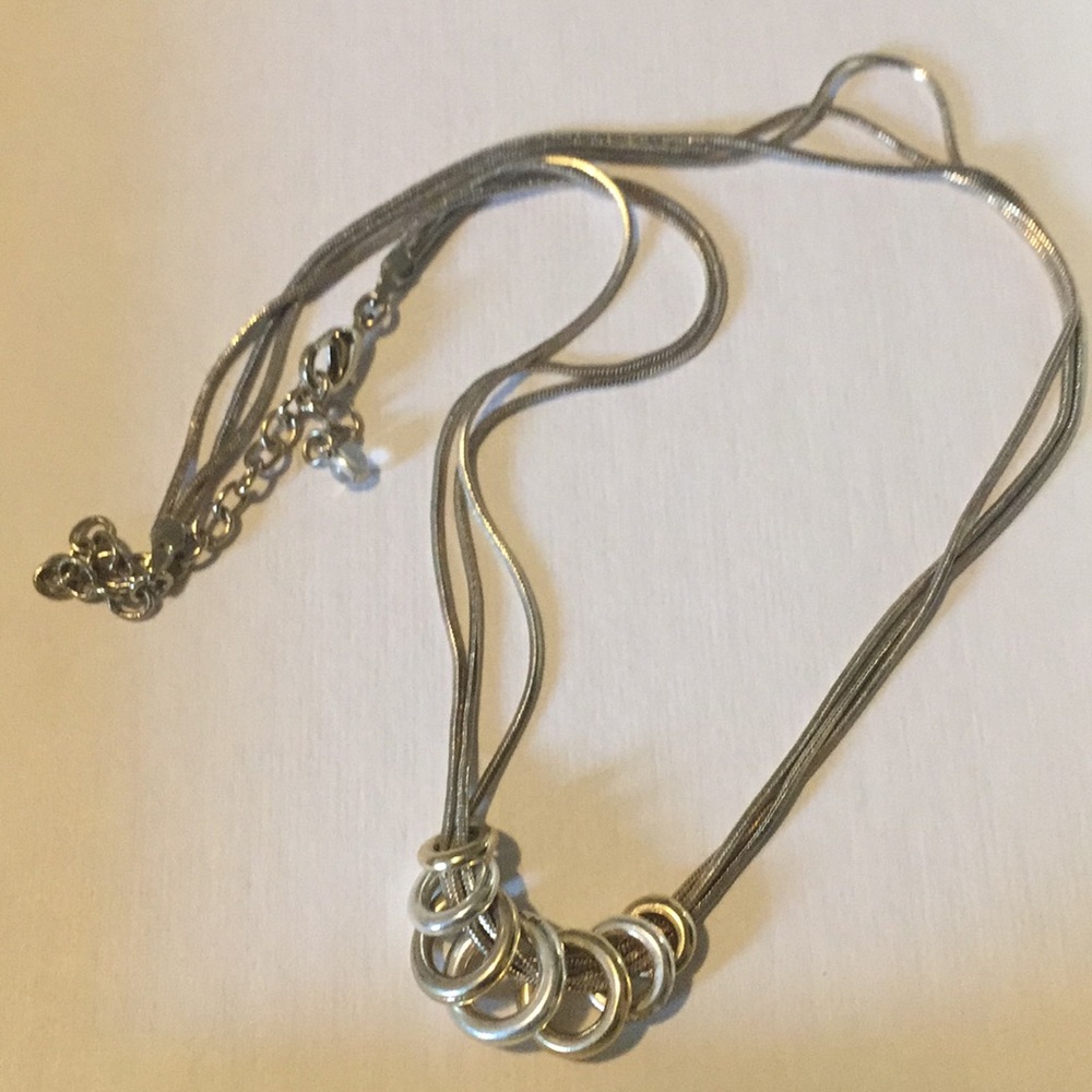 Chaps Yellow and White Gold Rings Necklace 19”